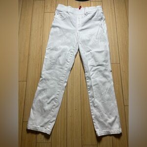 Spanx White Straight Leg Elastic Top Pull On Pants Size Medium Women’s Cropped